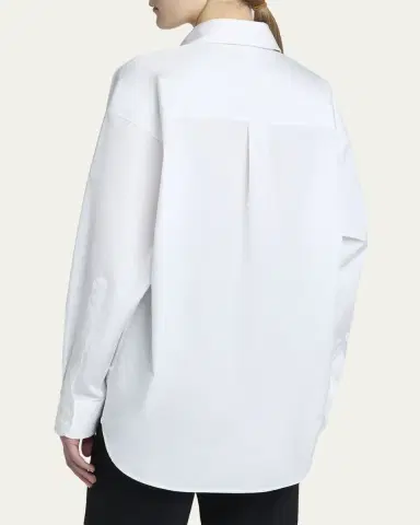 Stella McCartney Flower Embroidered Cotton Poplin Oversized Shirt | Thumbnail 3