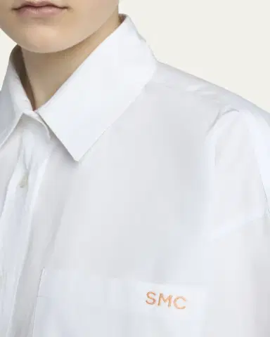 Stella McCartney Flower Embroidered Cotton Poplin Oversized Shirt | Thumbnail 5