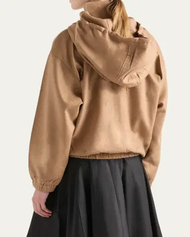 Prada Brushed Camel Zip-Up Hoodie | Thumbnail 3