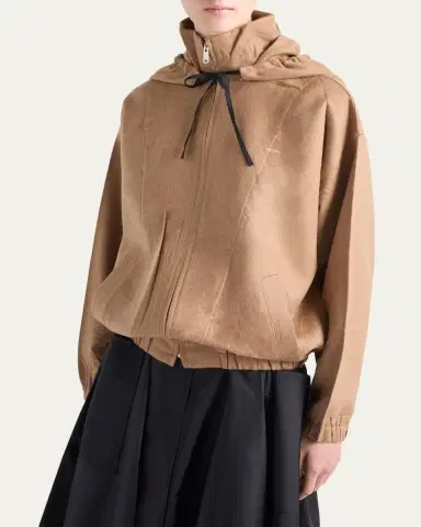Prada Brushed Camel Zip-Up Hoodie | Thumbnail 4