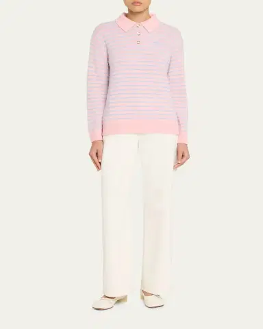 Casablanca Fuzzy Striped Wool Polo Sweater | Thumbnail 2 Casablanca Fuzzy Striped Wool Polo Sweater | Thumbnail 2