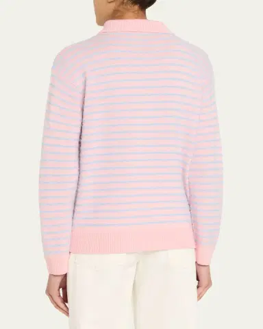 Casablanca Fuzzy Striped Wool Polo Sweater | Thumbnail 3 Casablanca Fuzzy Striped Wool Polo Sweater | Thumbnail 3