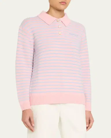 Casablanca Fuzzy Striped Wool Polo Sweater | Thumbnail 4 Casablanca Fuzzy Striped Wool Polo Sweater | Thumbnail 4