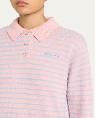 Casablanca Fuzzy Striped Wool Polo Sweater | Thumbnail 5 Casablanca Fuzzy Striped Wool Polo Sweater | Thumbnail 5