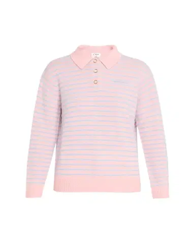 Casablanca Fuzzy Striped Wool Polo Sweater | Thumbnail 1 Casablanca Fuzzy Striped Wool Polo Sweater | Thumbnail 1