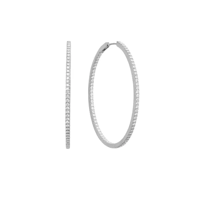 Memoire Mémoire 18K White Gold Diamond Oval Hoop Earrings by The Solist