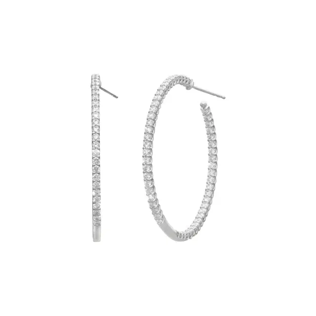 Memoire Mémoire Woven Gallery 18K White Gold Diamond Hoop Earrings by The Solist