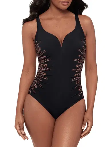 Miraclesuit Swim Women's Costa D'oro Temptress Patterned Swimsuit - Black - Size 16 | Thumbnail 2