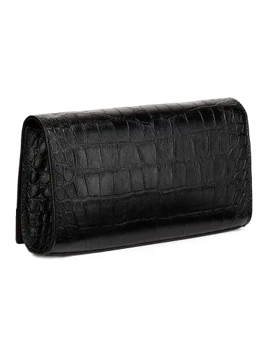 Balenciaga Women's Le City Croc-Embossed Leather Wallet - Black | Thumbnail 4