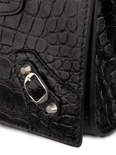 Balenciaga Women's Le City Croc-Embossed Leather Wallet - Black | Thumbnail 6