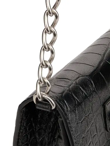 Balenciaga Women's Le City Croc-Embossed Leather Wallet - Black | Thumbnail 7
