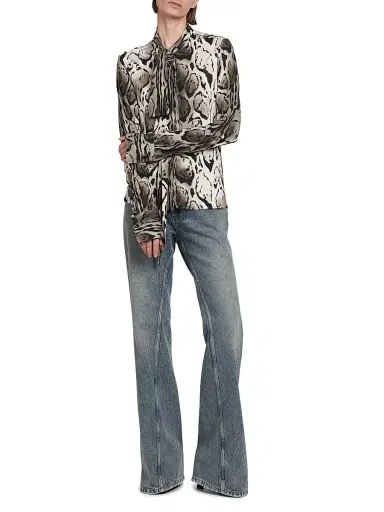 Stella McCartney Women's Cloud Leopard Pussy Bow Blouse | Thumbnail 2