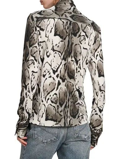 Stella McCartney Women's Cloud Leopard Pussy Bow Blouse | Thumbnail 5
