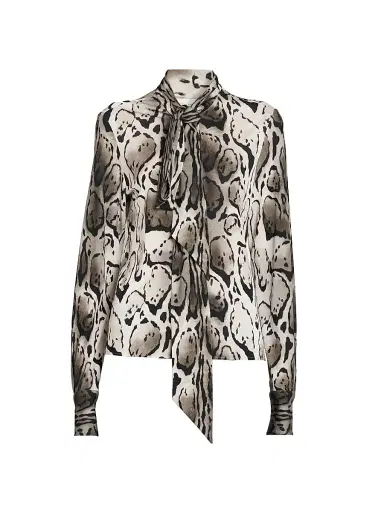 Stella McCartney Women's Cloud Leopard Pussy Bow Blouse | Thumbnail 1