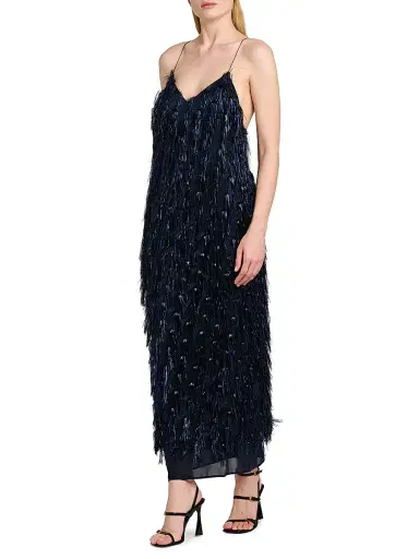 Stella McCartney Women's Metallic Tinsel Midi-Slipdress | Thumbnail 4