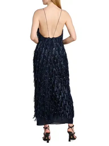 Stella McCartney Women's Metallic Tinsel Midi-Slipdress | Thumbnail 5