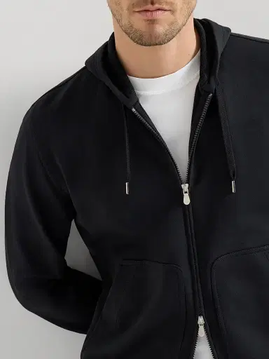 Brunello Cucinelli Men's Techno Cotton French Terry Hooded Sweatshirt with Zipper | Thumbnail 5