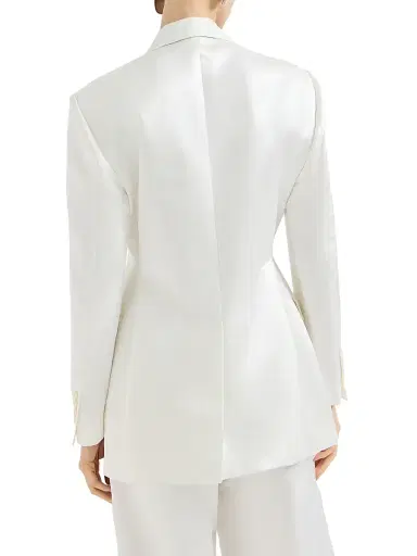 Brunello Cucinelli Women's Cotton and Silk Satin Blazer with Monili - White | Thumbnail 3 Brunello Cucinelli Women's Cotton and Silk Satin Blazer with Monili - White | Thumbnail 3