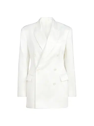 Brunello Cucinelli Women's Cotton and Silk Satin Blazer with Monili - White | Thumbnail 1 Brunello Cucinelli Women's Cotton and Silk Satin Blazer with Monili - White | Thumbnail 1
