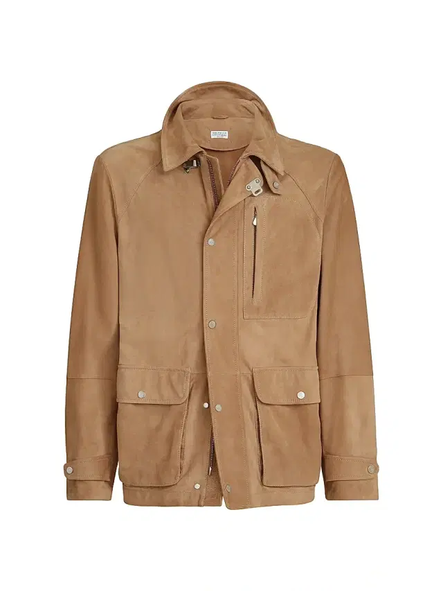 Men's Suede Unlined Field Jacket - Light Brown