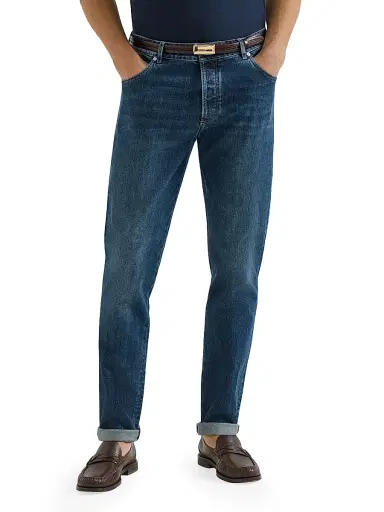 Brunello Cucinelli Men's Comfort Denim Five Pocket Jeans - Dark Denim - Size 38 | Thumbnail 2 Brunello Cucinelli Men's Comfort Denim Five Pocket Jeans - Dark Denim - Size 38 | Thumbnail 2