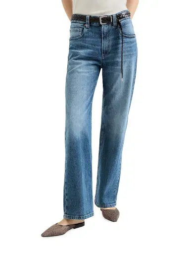 Brunello Cucinelli Women's Comfort Cotton Denim Contemporary Loose Jeans with Monili - Denim | Thumbnail 2 Brunello Cucinelli Women's Comfort Cotton Denim Contemporary Loose Jeans with Monili - Denim | Thumbnail 2