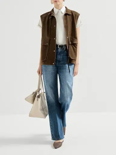 Brunello Cucinelli Women's Comfort Cotton Denim Contemporary Loose Jeans with Monili - Denim | Thumbnail 6 Brunello Cucinelli Women's Comfort Cotton Denim Contemporary Loose Jeans with Monili - Denim | Thumbnail 6