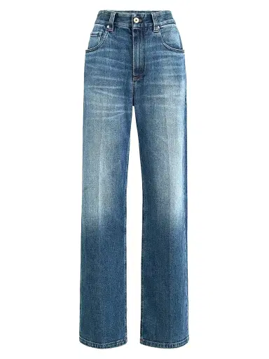 Brunello Cucinelli Women's Comfort Cotton Denim Contemporary Loose Jeans with Monili - Denim | Thumbnail 1 Brunello Cucinelli Women's Comfort Cotton Denim Contemporary Loose Jeans with Monili - Denim | Thumbnail 1