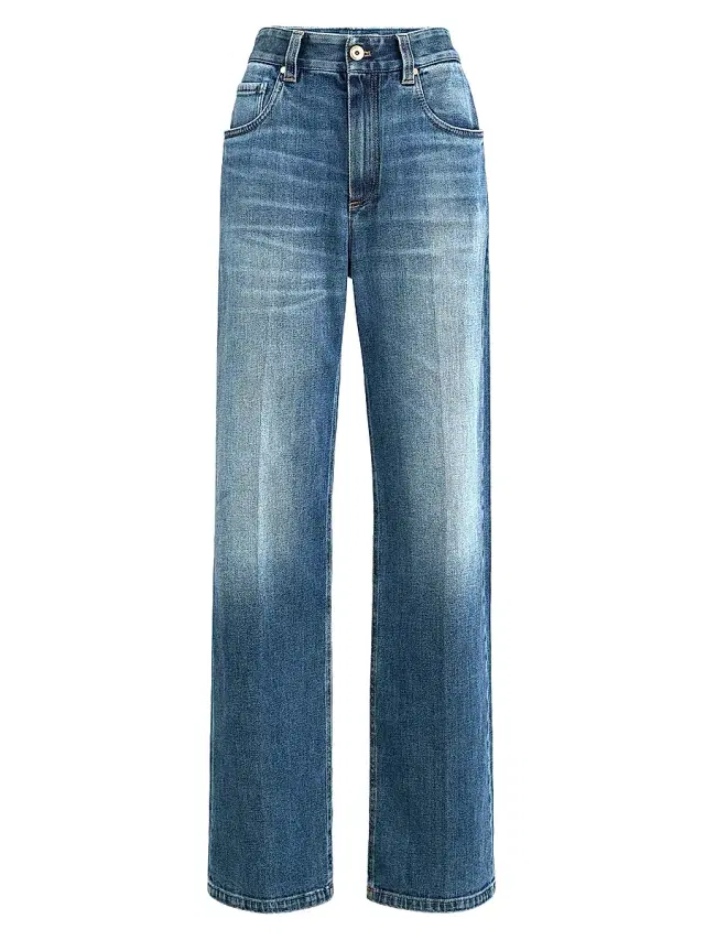 Brunello Cucinelli Women's Comfort Cotton Denim Contemporary Loose Jeans with Monili - Denim