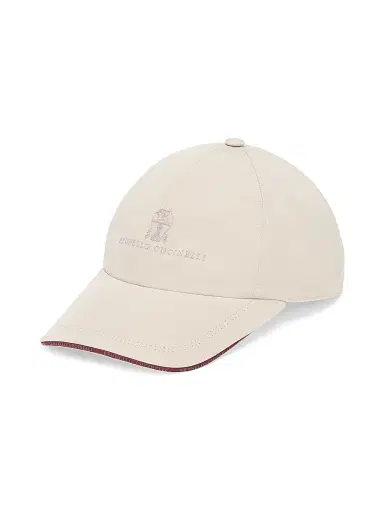 Brunello Cucinelli Men's Water Resistant Microfiber Baseball Cap with Embroidered Logo - Panama | Thumbnail 1 Brunello Cucinelli Men's Water Resistant Microfiber Baseball Cap with Embroidered Logo - Panama | Thumbnail 1