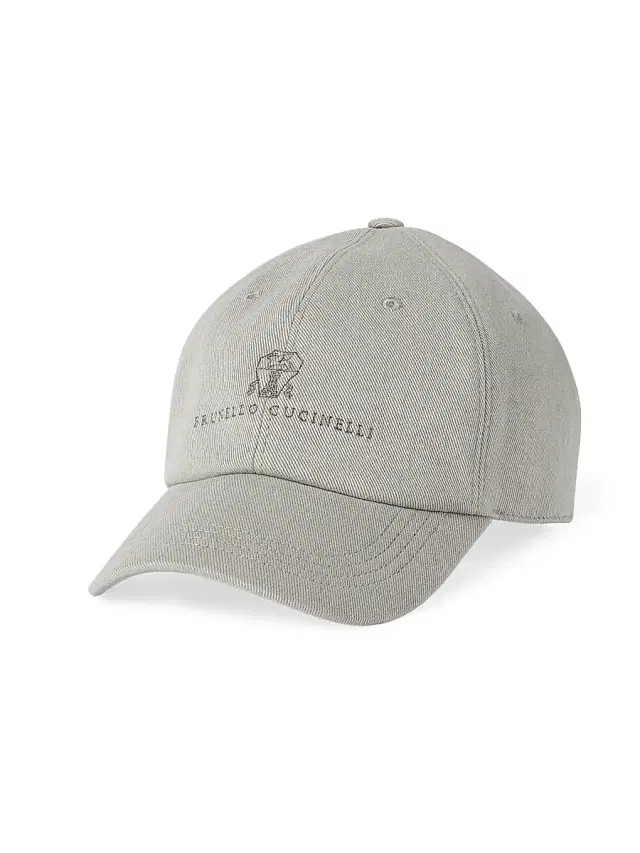 Men's Garment Dyed Baseball Cap in Denim - Khaki