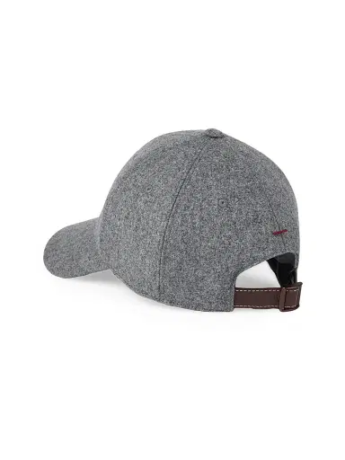Brunello Cucinelli Men's Virgin Wool Flannel Baseball Cap with Embroidered Logo - Medium Grey | Thumbnail 2