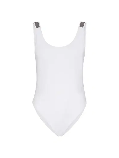 Brunello Cucinelli Women's Techno Jersey Bathing Suit with Precious Details - White - Size 0 | Thumbnail 1