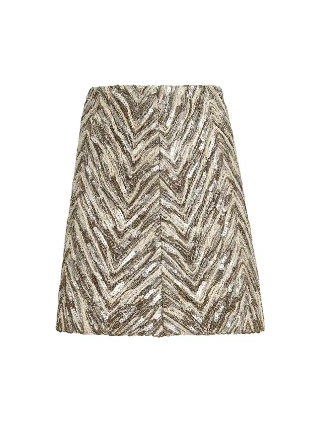 Women's Dazzling Chevron Embroidery Mini Skirt - Brown