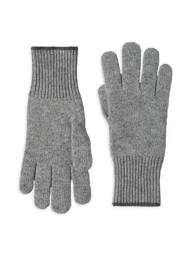 Brunello Cucinelli Men's Cashmere Knit Gloves - Medium Grey | Thumbnail 1