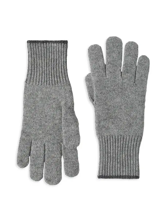 Men's Cashmere Knit Gloves - Medium Grey