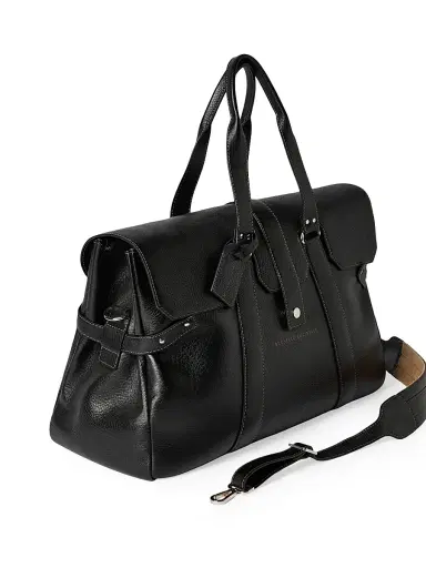 Brunello Cucinelli Men's Grained Calfskin Country Weekender Bag - Black | Thumbnail 3 Brunello Cucinelli Men's Grained Calfskin Country Weekender Bag - Black | Thumbnail 3