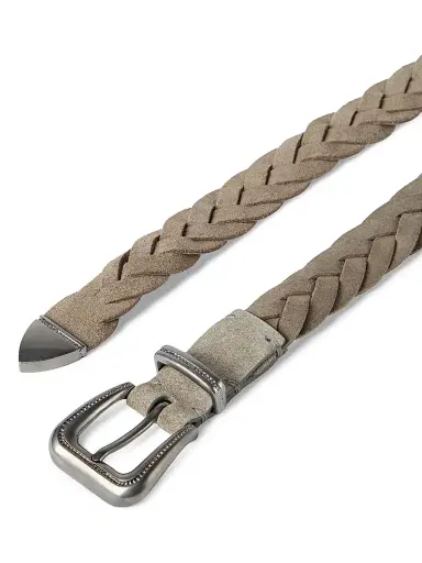 Brunello Cucinelli Women's Braided Leather Belt with Monili - Beige | Thumbnail 3 Brunello Cucinelli Women's Braided Leather Belt with Monili - Beige | Thumbnail 3