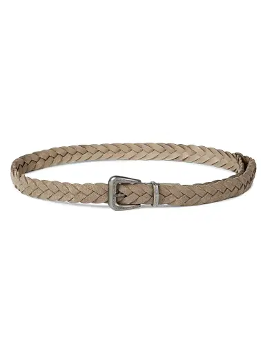 Brunello Cucinelli Women's Braided Leather Belt with Monili - Beige | Thumbnail 1 Brunello Cucinelli Women's Braided Leather Belt with Monili - Beige | Thumbnail 1