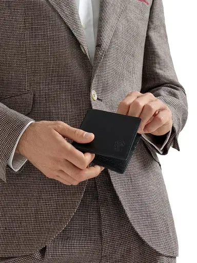 Brunello Cucinelli Men's Grained Leather Wallet - Black | Thumbnail 2 Brunello Cucinelli Men's Grained Leather Wallet - Black | Thumbnail 2