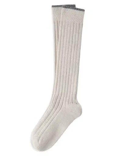 Brunello Cucinelli Men's Cashmere Rib Knit Socks - Sand | Thumbnail 1 Brunello Cucinelli Men's Cashmere Rib Knit Socks - Sand | Thumbnail 1
