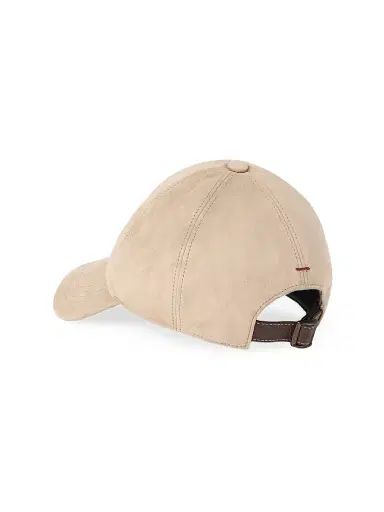Brunello Cucinelli Men's Suede Baseball Cap with Embroidered Logo - Beige | Thumbnail 2