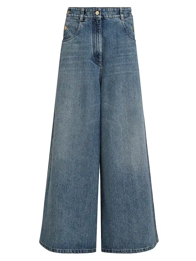 Women's Authentic Denim Maxi Trousers with Monili - Denim