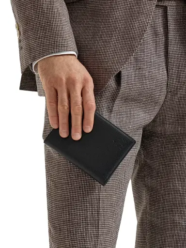 Brunello Cucinelli Men's Grained Leather Passport Holder - Black | Thumbnail 4 Brunello Cucinelli Men's Grained Leather Passport Holder - Black | Thumbnail 4