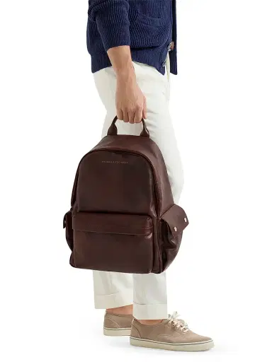 Brunello Cucinelli Men's Calfskin Travel Backpack | Thumbnail 2 Brunello Cucinelli Men's Calfskin Travel Backpack | Thumbnail 2