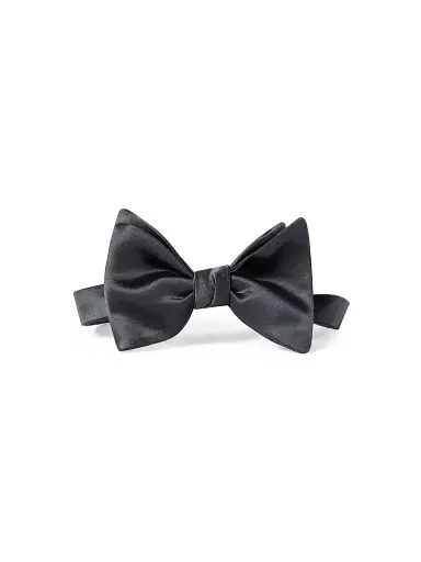 Brunello Cucinelli Men's Cotton and Silk Satin Bow Tie - Anthracite | Thumbnail 1 Brunello Cucinelli Men's Cotton and Silk Satin Bow Tie - Anthracite | Thumbnail 1