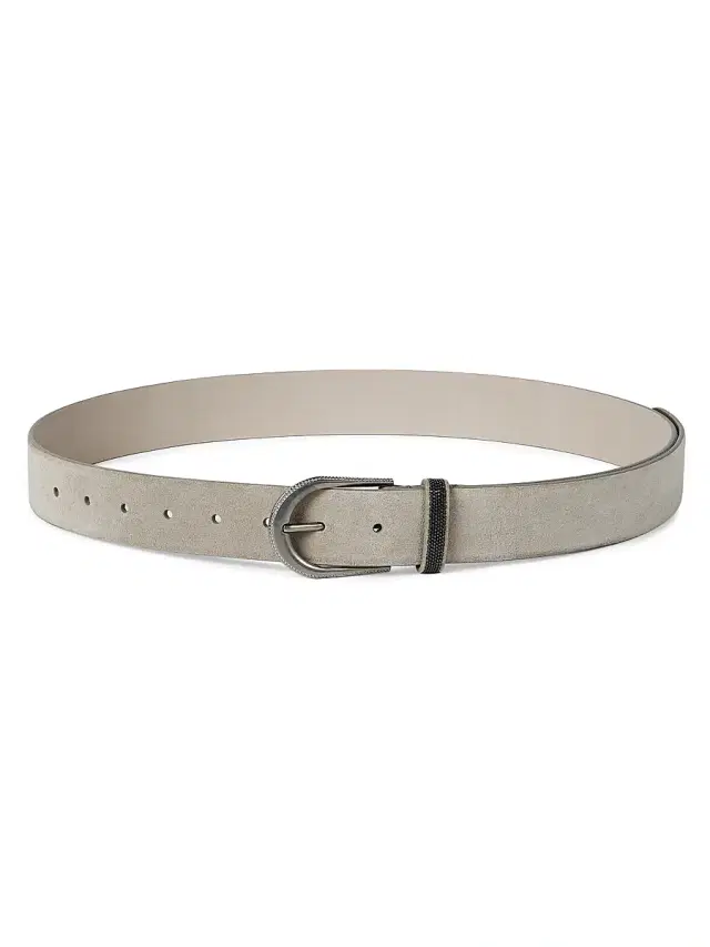 Women's Suede Belt with Monili - Beige