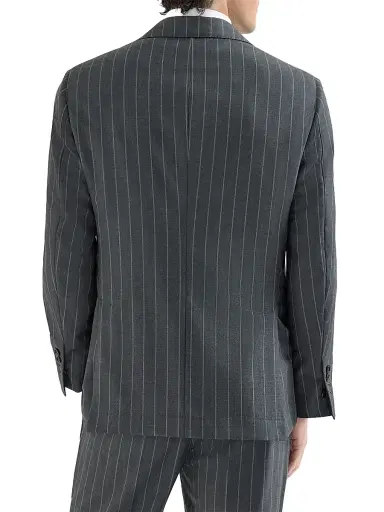 Brunello Cucinelli Men's Super 150s Virgin Wool Wide Chalk Stripe Batavia Blazer | Thumbnail 3