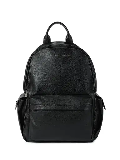 Brunello Cucinelli Men's Grained Calfskin Travel Backpack - Black | Thumbnail 1 Brunello Cucinelli Men's Grained Calfskin Travel Backpack - Black | Thumbnail 1