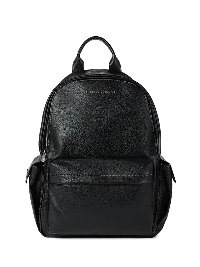 Brunello Cucinelli Men's Grained Calfskin Travel Backpack - Black